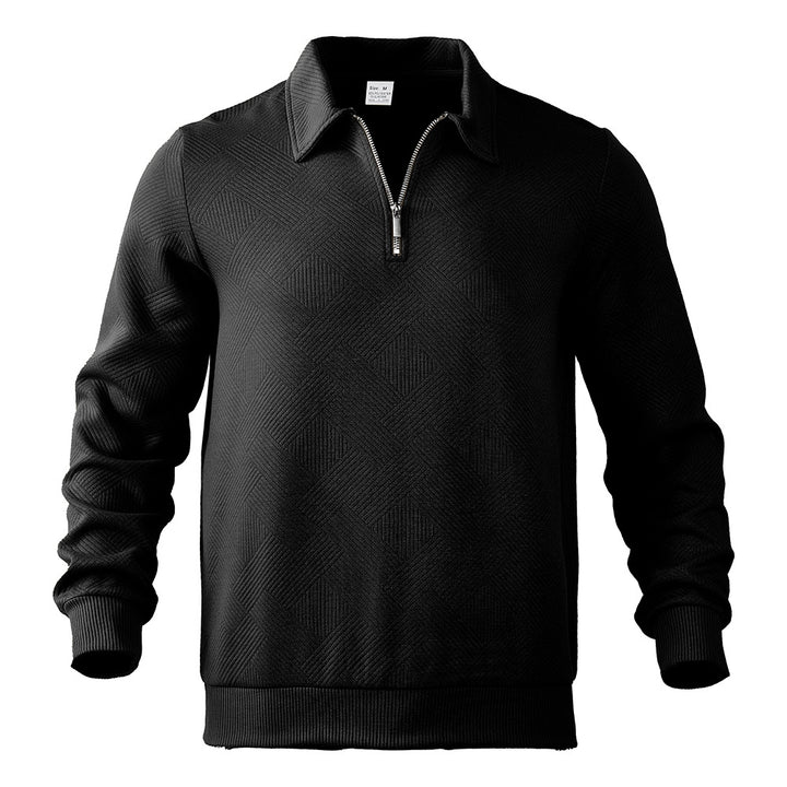 Elegant men's sweater with high collar, zipper closure and textured design Lune London