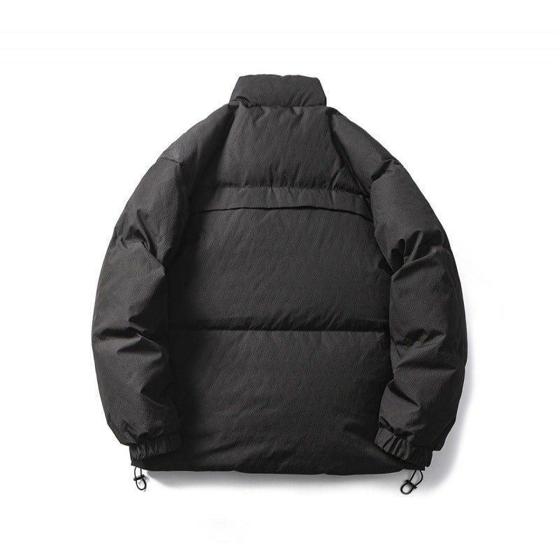 Unisex Kastig padded stand-up collar jacket with tree embroidery, chest flap pocket and drawstring hem Amarae