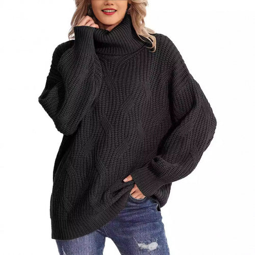 Chunky knit sweater for women with a high collar and relaxed fit Amarae