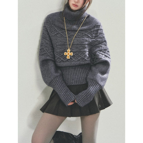 Pull en tricot pour femmes avec coupe oversized et col roulé Chic & Stil