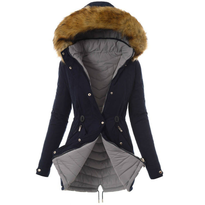 Modified winter jacket for women with removable faux fur collar Lune London