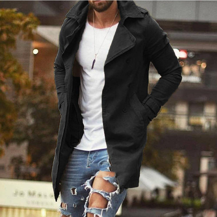 Casual trench coat for men with double-breasted buttons and elegant flap Amarae