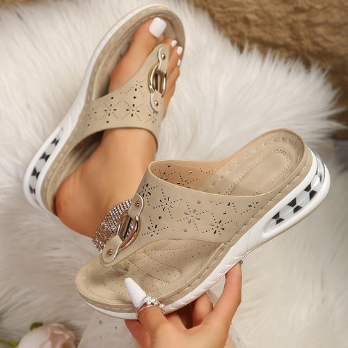 Ladies Decorative Perforated Chic and Stylish Flip Flops