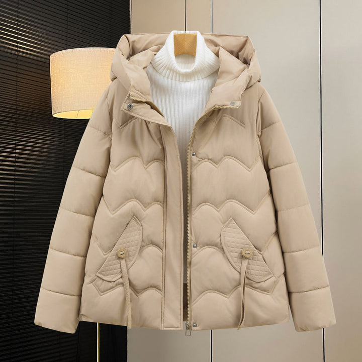 Ladies down jacket with hood and front pockets Lune London