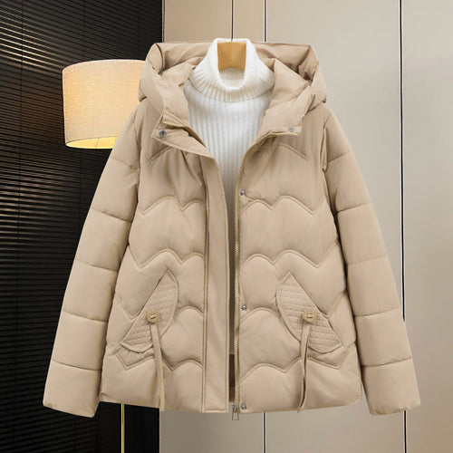 Ladies down jacket with hood and front pockets Amarae