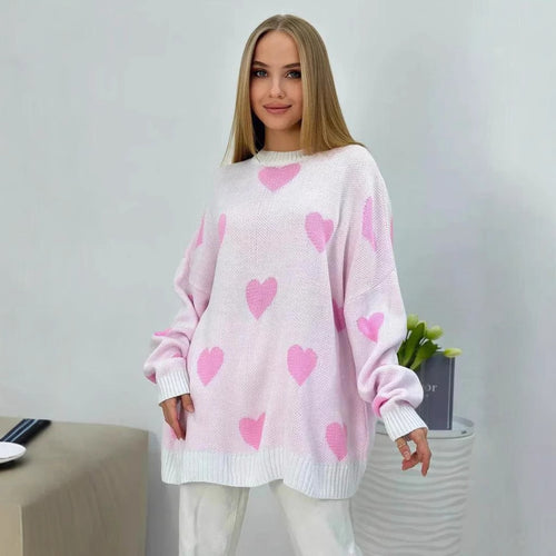 Chunky knit sweater for women with trendy heart pattern and comfortable fit Amarae