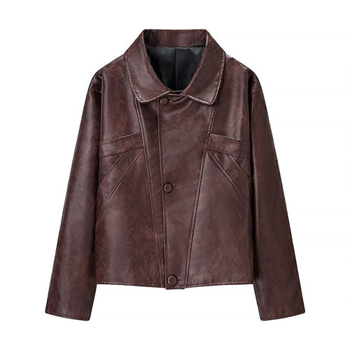 Trendy synthetic leather jacket for women with textured design Amarae
