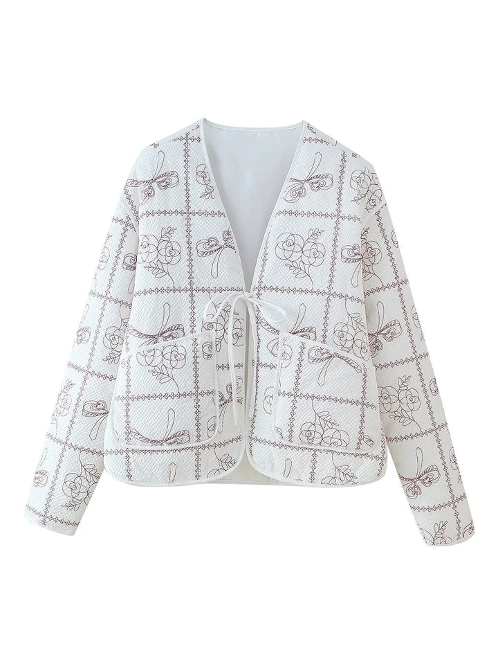 Lady jacket with floral pattern and practical pockets Lune London