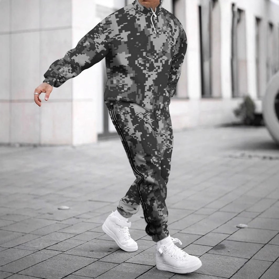 Trendy sports outfit for men in chic camouflage design