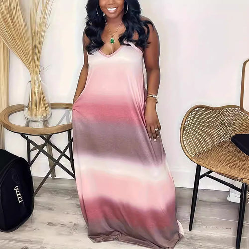 Maxi dress for women with sporty V-neck and trendy gradient color Amarae