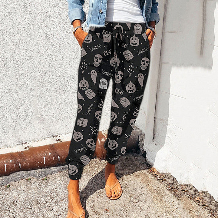 Elegant leisure pants for women with elastic waist and animal print Lune London