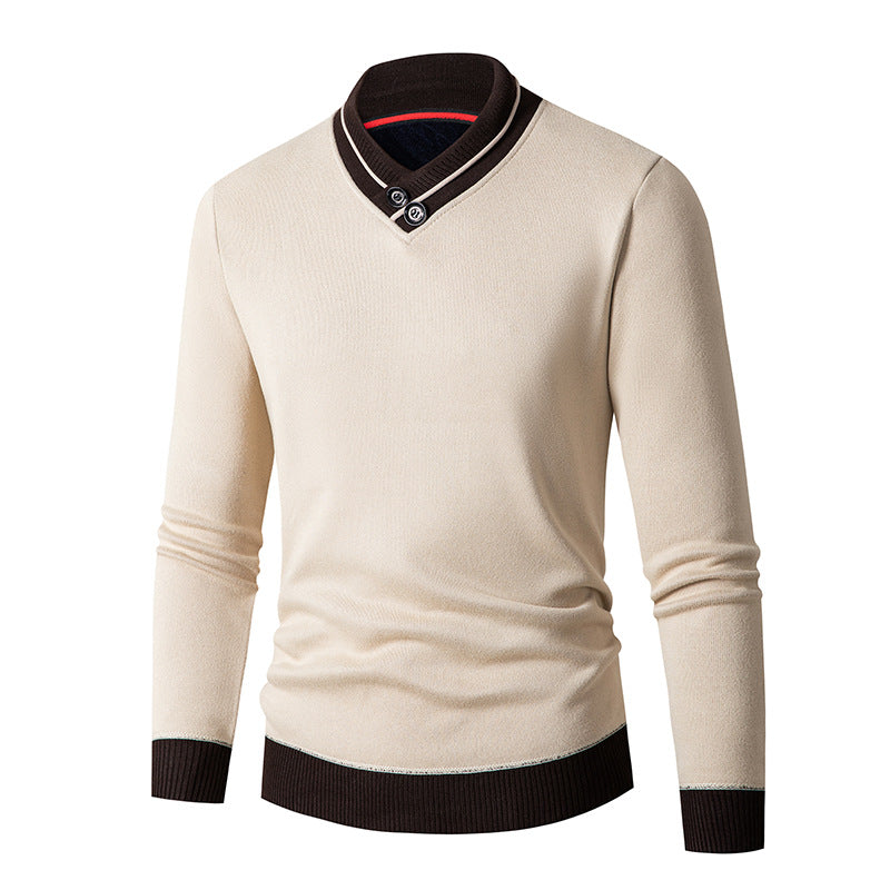 Men's sweater with a modern shawl collar and Lune London button details
