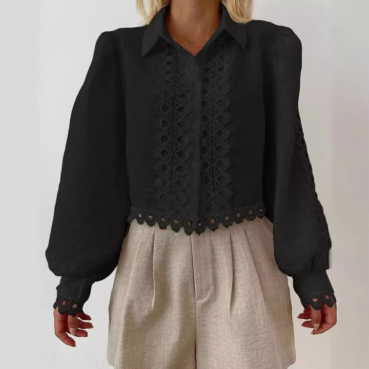 Elegant ladies' blouse with refined embroidered pattern and balloon sleeves Lune London