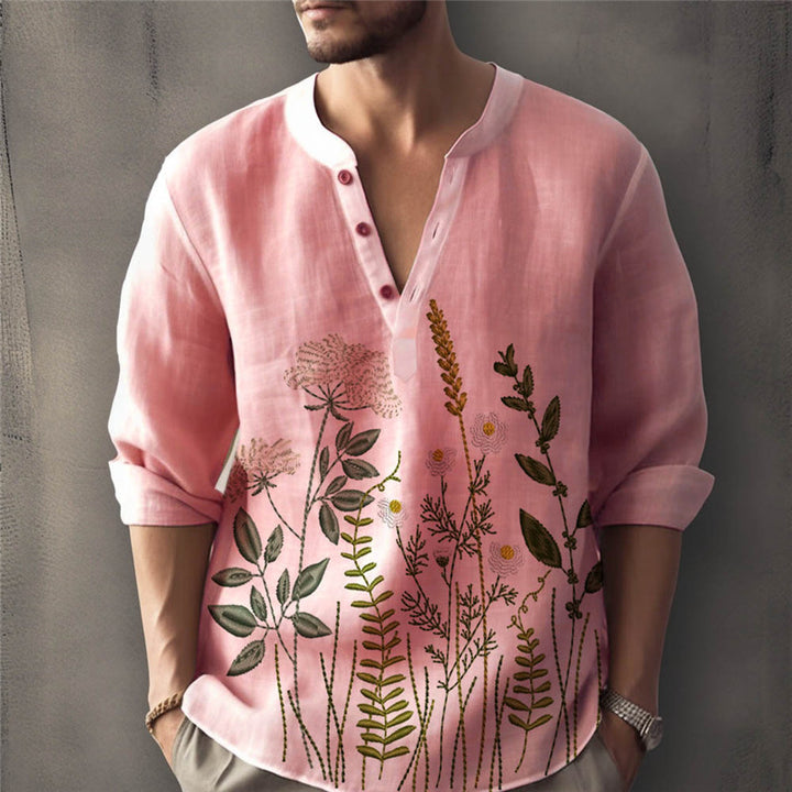 Elegant shirt for men embroidered with flowers Amarae
