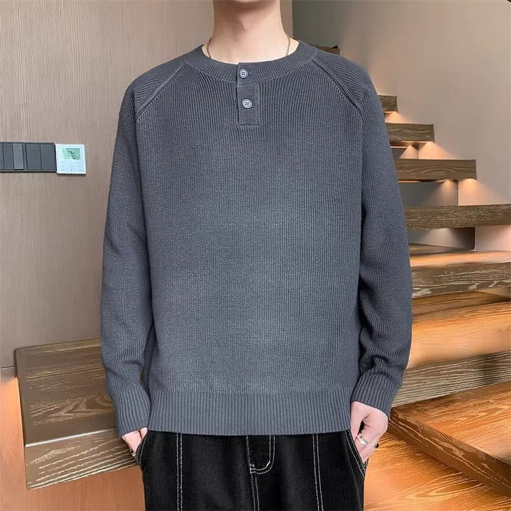Knit sweater for men with convertible collar and high-quality texture Lune London