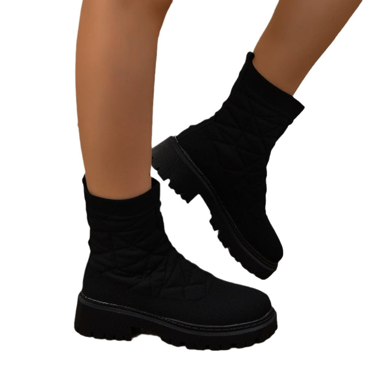 Ladies Fashion Boots with Textured Upper Material and Slip-Resistant Profile Sole Lune London