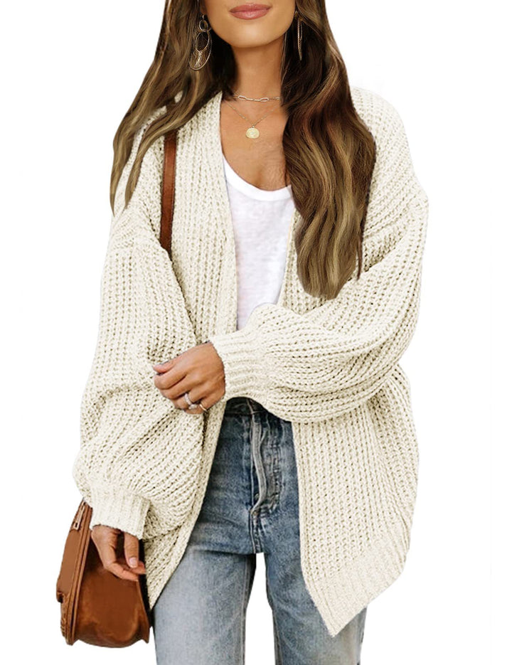 Cardigan en tricot épais pour femmes avec une coupe décontractée et des épaules tombantes Chic & Stil
