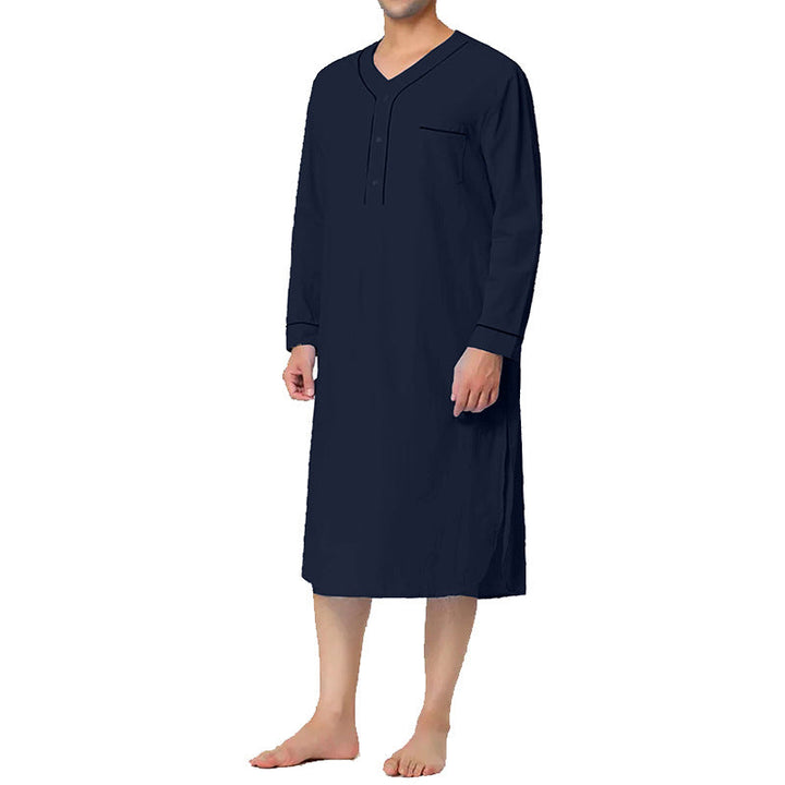 Men's Nightgown with Elegant Button Placket and Practical Chest Pocket Lune London
