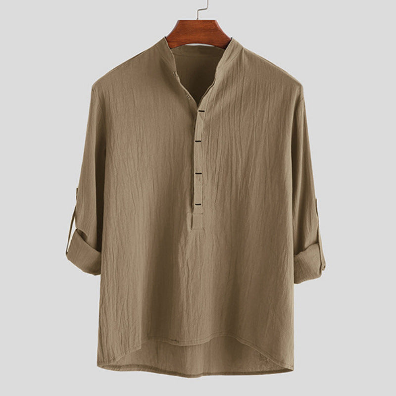 Men's Long Sleeve Henley Shirt with Fine Button Details and a Casual Fit Lune London