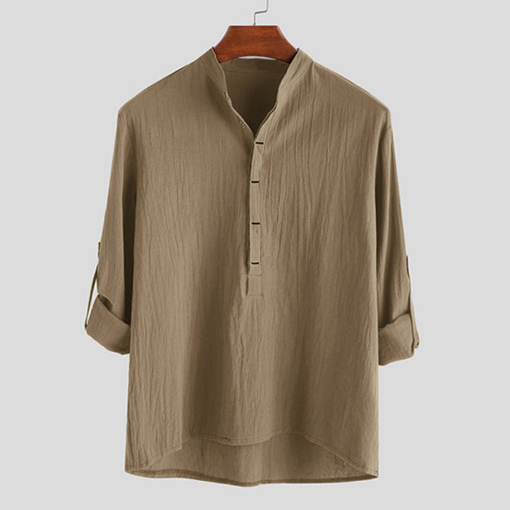 Men's Long Sleeve Henley Shirt with Fine Button Details and a Casual Fit Lune London