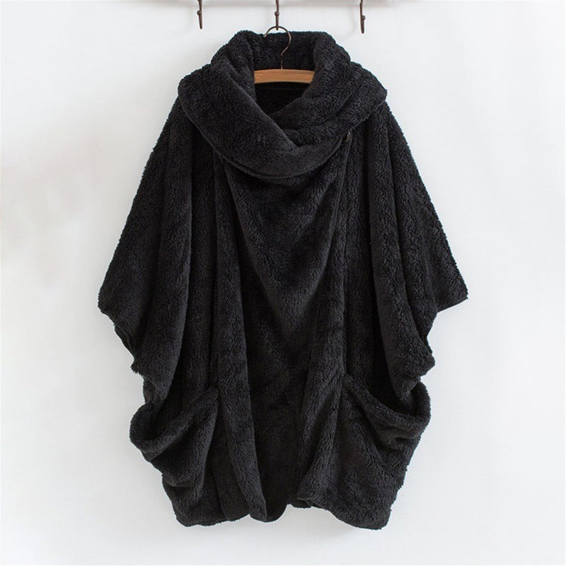 Women Oversize Cozy Poncho with large funnel neck and kangaroo pockets Amarae