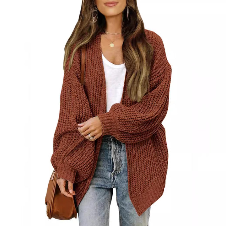 Cardigan en tricot épais pour femmes avec une coupe décontractée et des épaules tombantes Chic & Stil