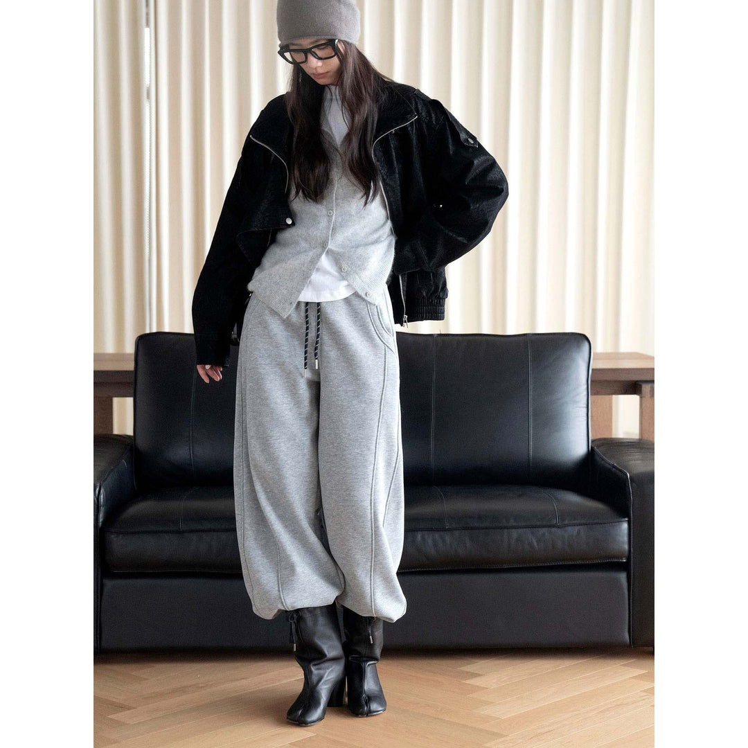 Women's Casual Sweatpants in Palazzo Cut with High Waist, Drawstring and Side Pockets Amarae