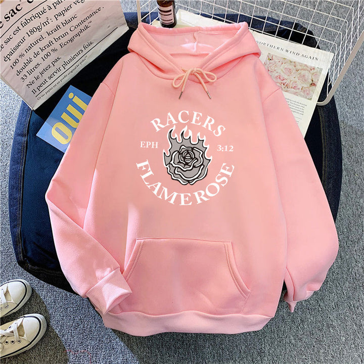 Women's hoodie with creative Flame Rose design Chic & Style