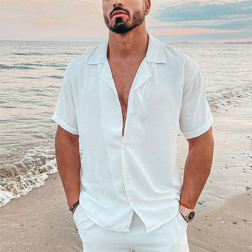 Short sleeve shirt for men with lightweight fabric and classic collar Amarae
