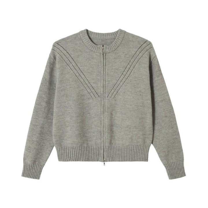 Cardigan pour femmes avec col montant et fermeture éclair moderne Chic & Stil