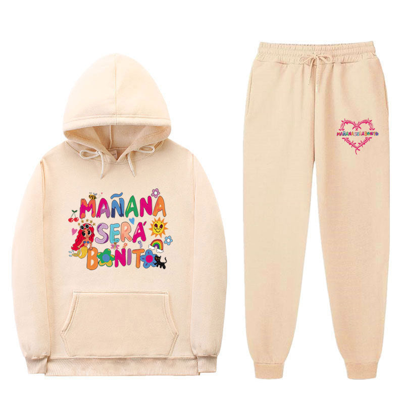 Women's Sweatshirt and Jogging Pants Set with Colorful Print Lune London
