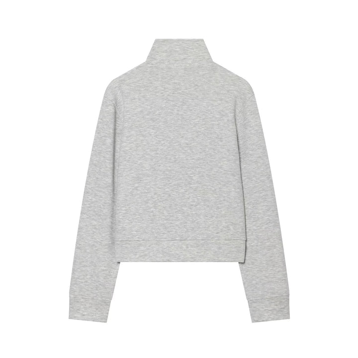 Women's Cropped Sweat Jacket with Stand-Up Collar and Military Decorative Button Rows Amarae