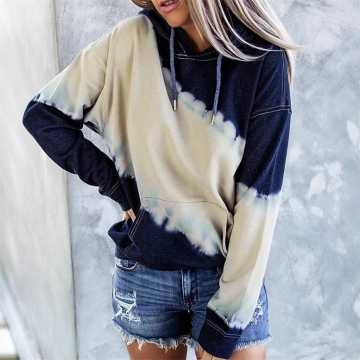 Women casual hoodie with deep neckline and unique batik design Lune London