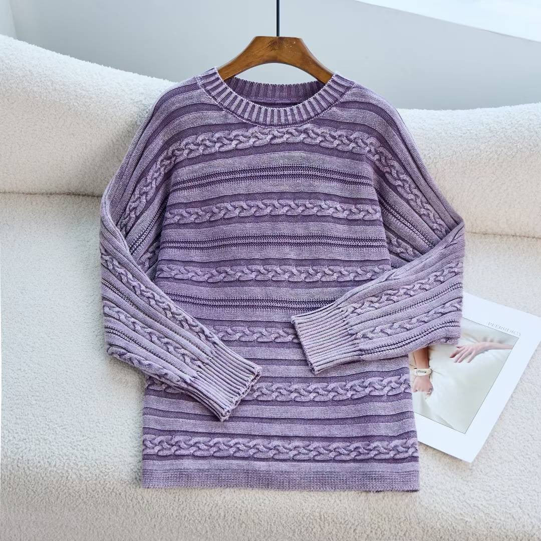Pull en maille épaisse pour femmes avec un motif en relief à la mode et une coupe décontractée Chic & Stil