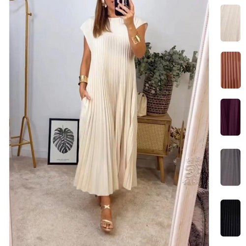 Robe maxi plissée élégante pour dames avec poches pratiques Chic & Stil