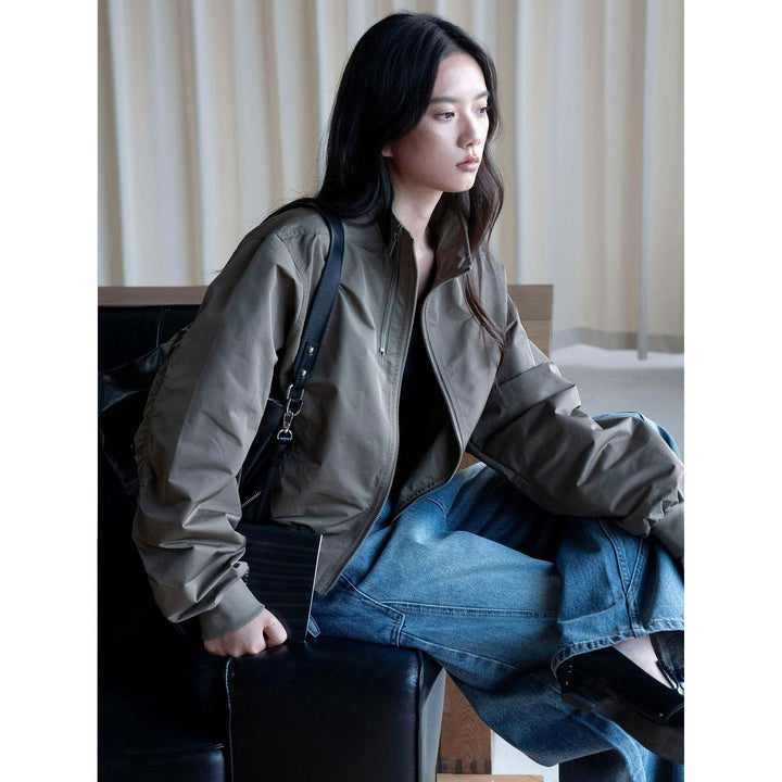 Women’s short lightweight windbreaker bomber jacket with stand-up collar and elastic cuffs Amarae