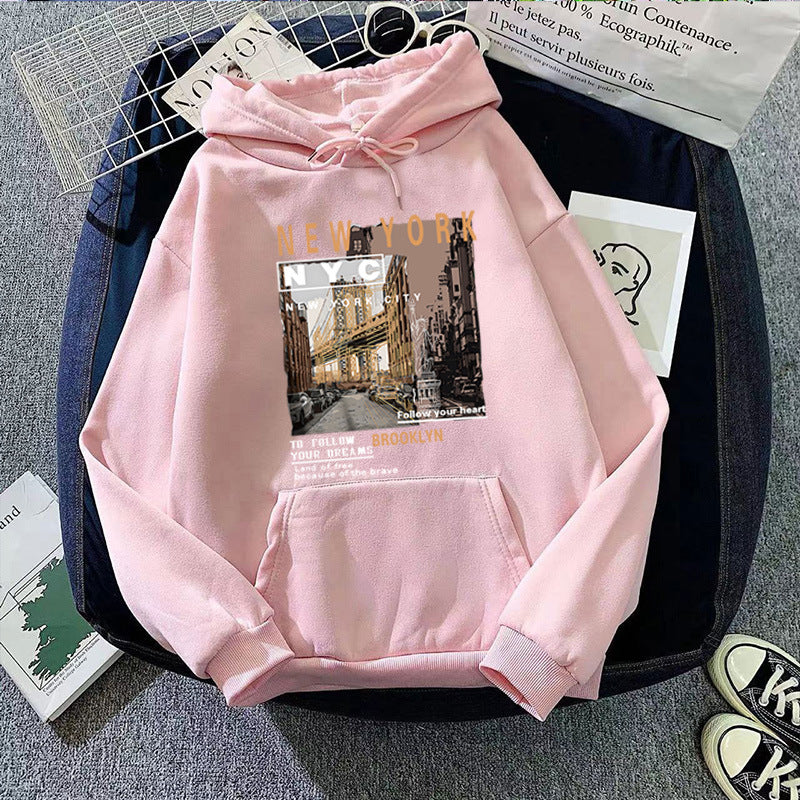 Women's hoodie with stylish New York print Chic & Stil
