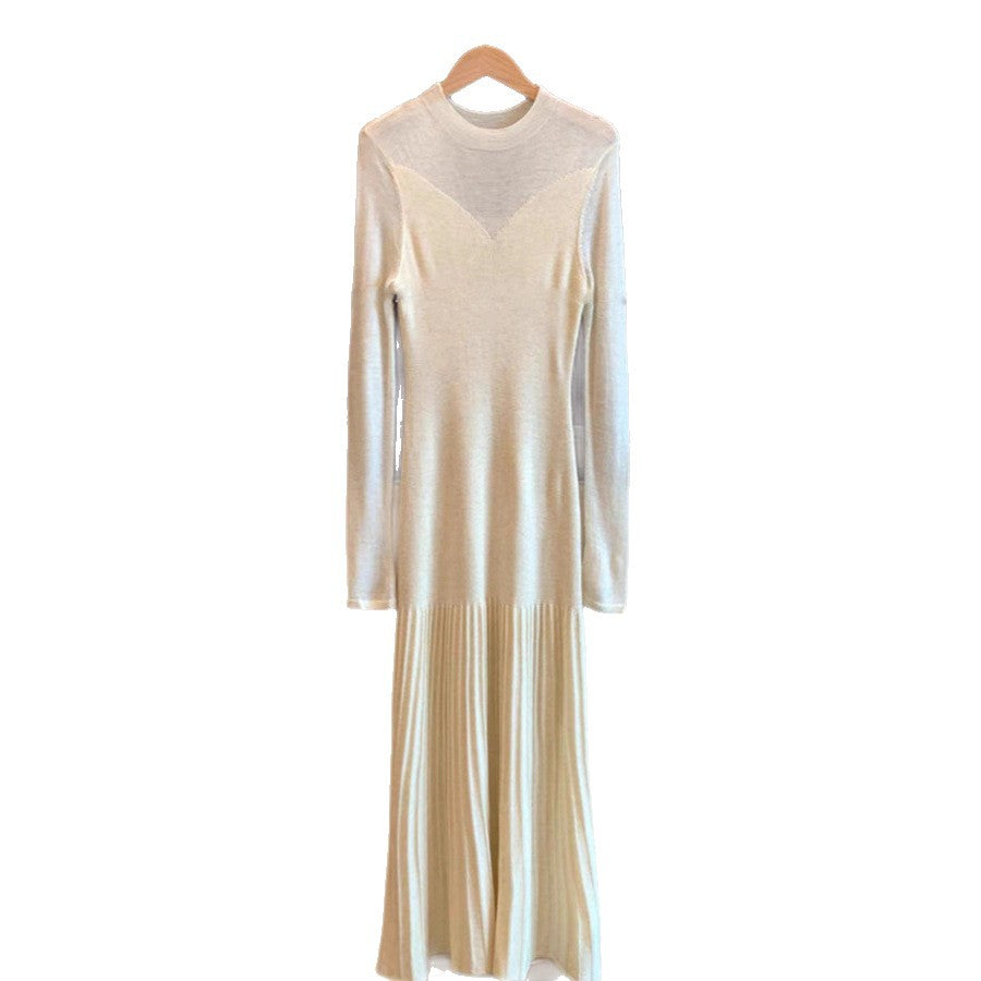 Maxi knit dress for women with a fine ribbed design and modern sleeve accents Lune London