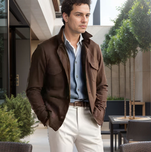 Functional jacket for men with a high collar and practical pockets Amarae