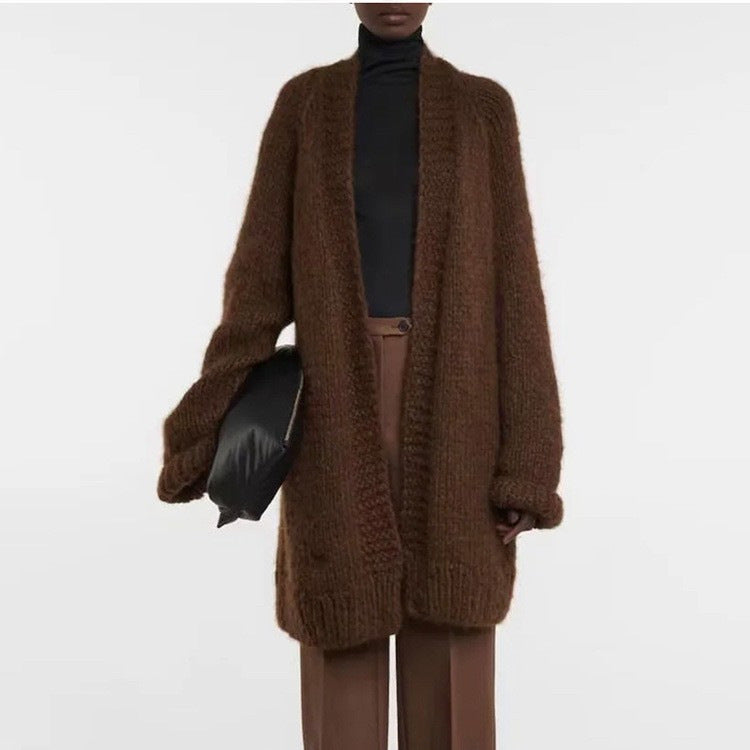 Cardigan Tricot Écourté Oversized pour Femmes Chic & Stil