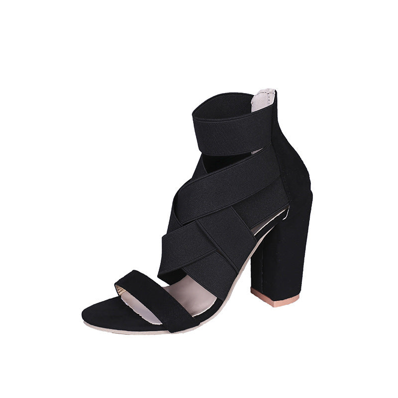 Women's sandals with elegant straps and a chic block heel