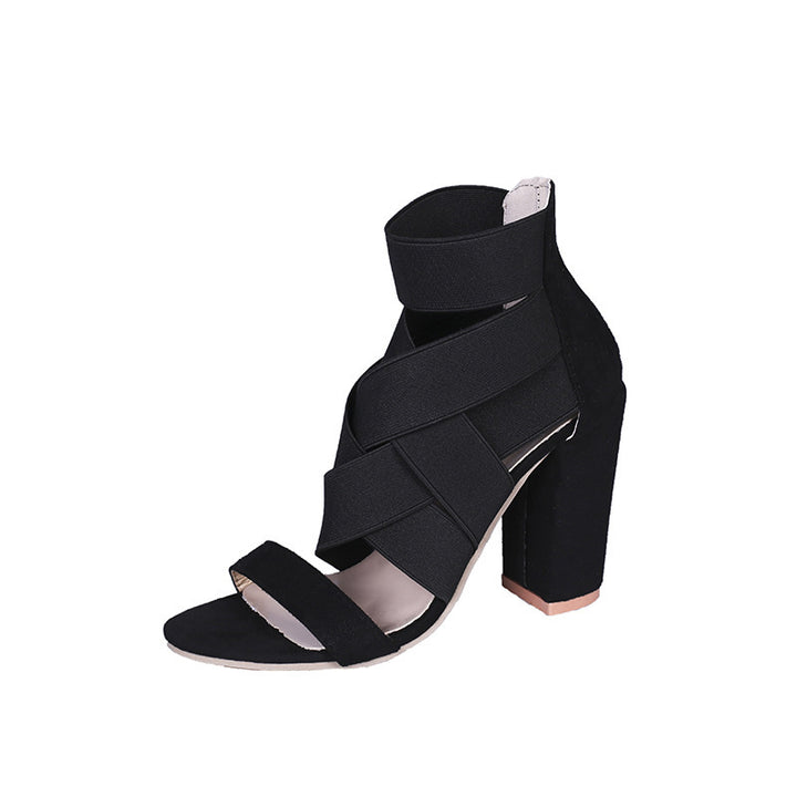 Women's sandals with elegant straps and a chic block heel