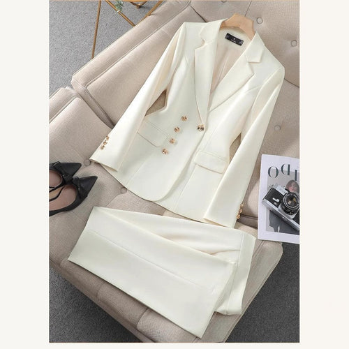 Women's Elegant Blazer and Pants Set with Golden Button Details Amarae