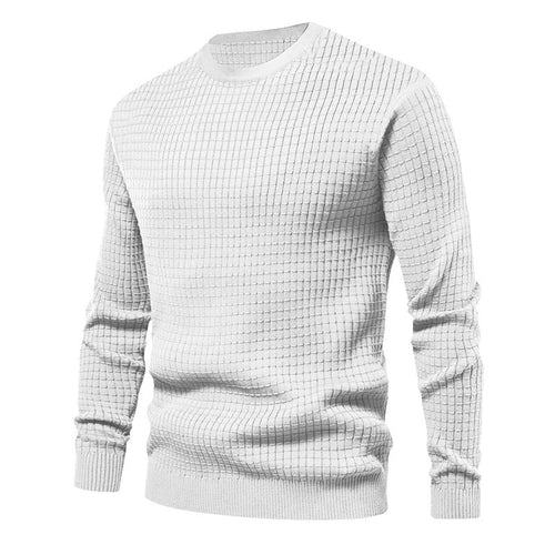 Men's high-quality knitted sweater with textured design and classic round neckline Amarae