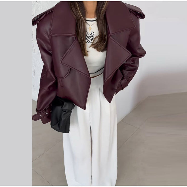 Trend leather biker jacket for women with oversized cut Lune London