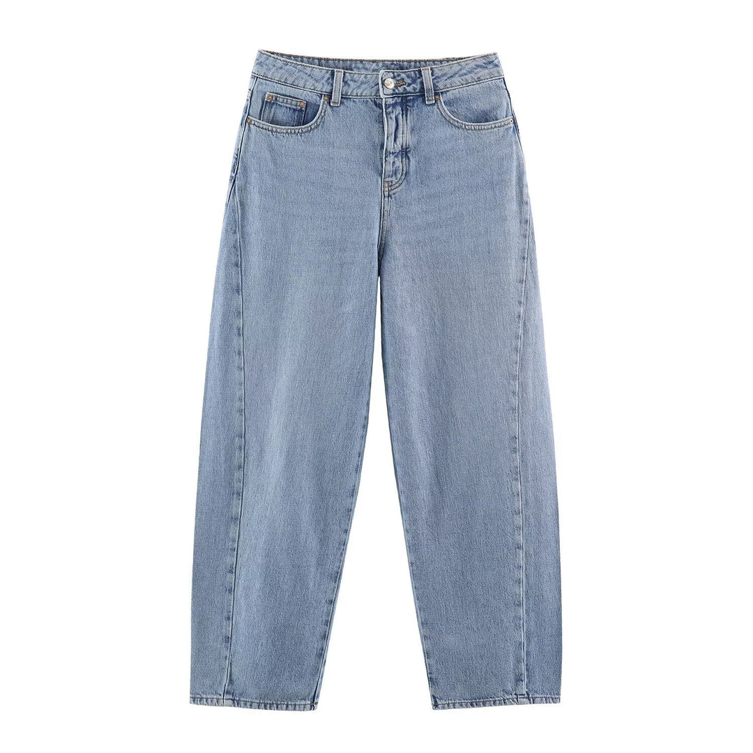 Women's high-waisted wide jeans with straight leg and cropped length Amarae