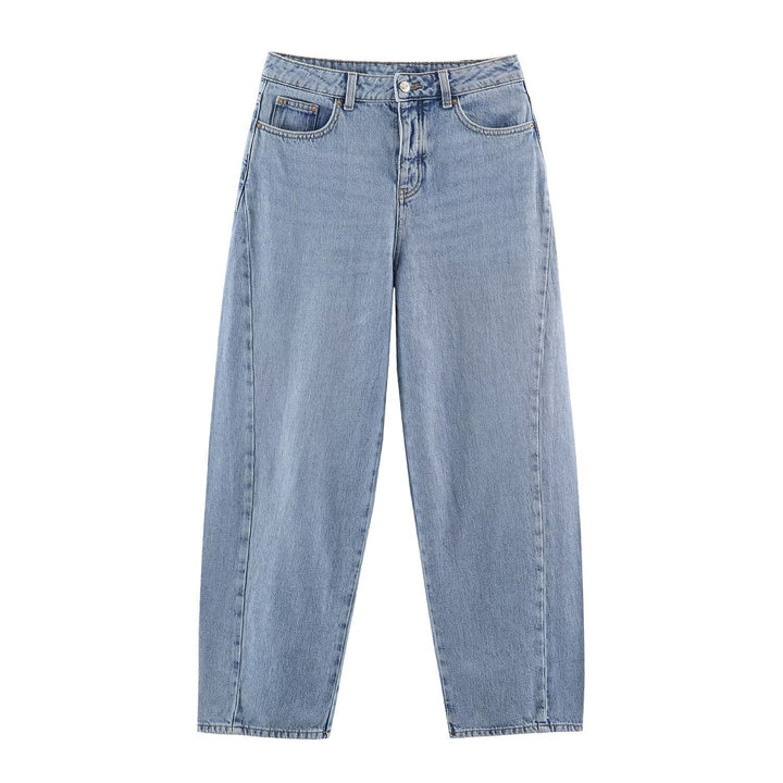 Women's high-waisted wide jeans with straight leg and cropped length Amarae