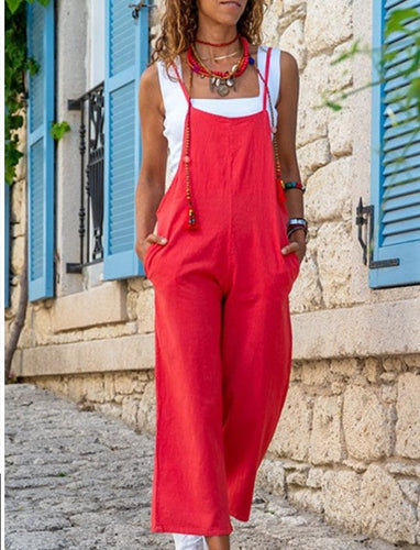 Ladies lightweight summer pants with straps Amarae
