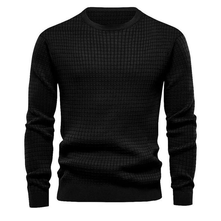 Men's high-quality knitted sweater with textured design and classic round neckline Lune London