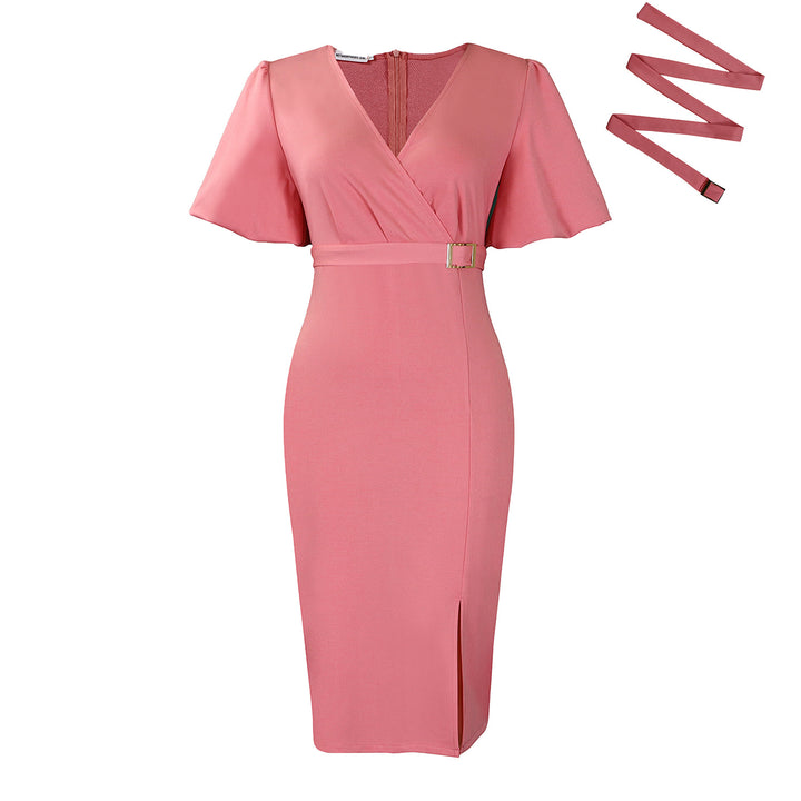 Wrap dress for women with elegant buckle accentuated Lune London